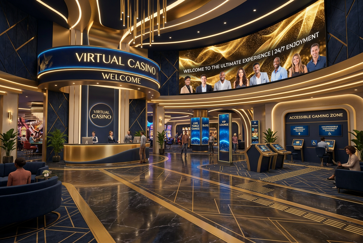 Elegantní interiér virtuálního kasina v roce 2026